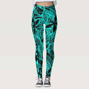 Aquamarine polynesische - hawaiianische Aquamarine Leggings