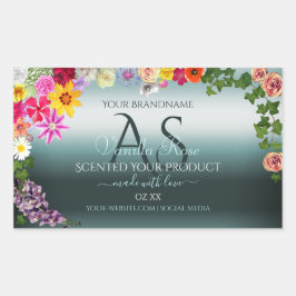 Aquamarine Produktkennzeichnungen Farbvolle Blume  Rechteckiger Aufkleber