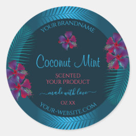 Aquamarine Produktkennzeichnungen Lila rot-hawaiia Runder Aufkleber