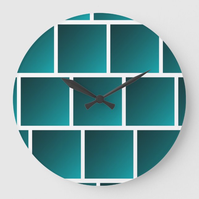 Aquamarine Quadrate Große Wanduhr (Vorderseite)