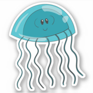 Aquamarine Qualle Aufkleber