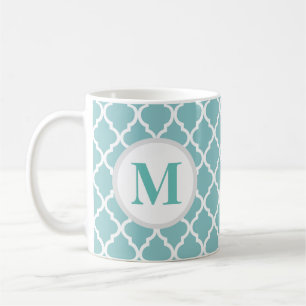 Aquamarine Quatrefolie marokkanische Monogramm Kaf Kaffeetasse