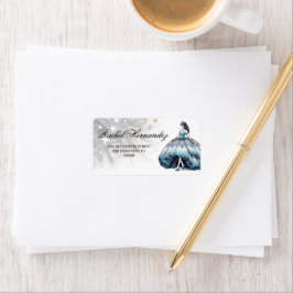 Aquamarine Quinceañera Girl Adressaufkleber