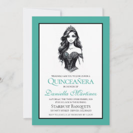 Aquamarine Quinceañera Girl Einladung