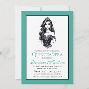 Aquamarine Quinceañera Girl Einladung