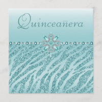 Aquamarine Quinceanera Printed Jewels & Zebra Glit