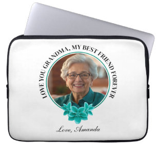 Aquamarine Rahmen-Großmutter mit Blumenmuster zum Laptopschutzhülle