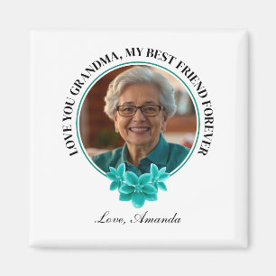 Aquamarine Rahmen-Großmutter mit Blumenmuster zum  Magnet