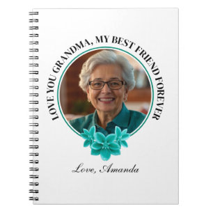 Aquamarine Rahmen-Großmutter mit Blumenmuster zum  Notizblock