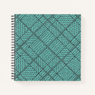 AQUAMARINE RAUTE STRICK 8.5x8.5 SpiralNotebook Notizbuch