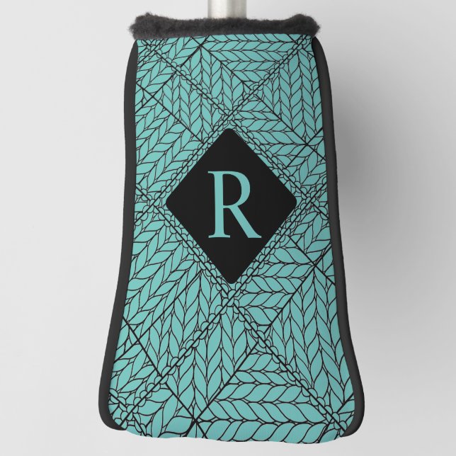 AQUAMARINE RAUTE STRICK Golf Putter Cover + Initia Golf Headcover (Rotieren 90)