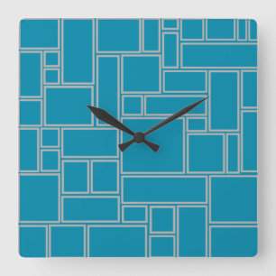 Aquamarine Rechtecke Quadratische Wanduhr