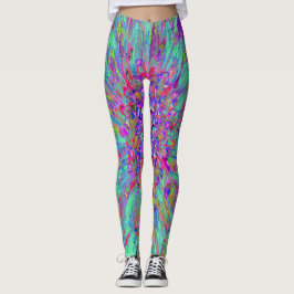 Aquamarine Regenbogen Farbe Abstrakt Dahlia Blume Leggings