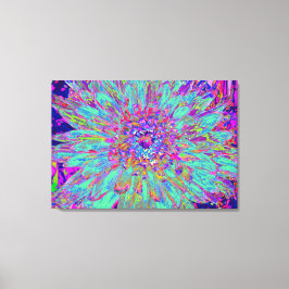 Aquamarine Regenbogen Farbe Abstrakt Dahlia Blume Leinwanddruck