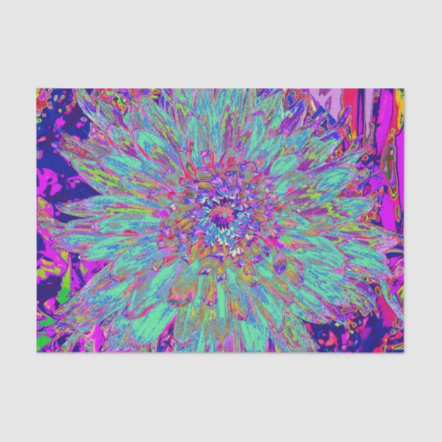 Aquamarine Regenbogen Farbe Abstrakt Dahlia Blume Seidenpapier (Vorderseite)