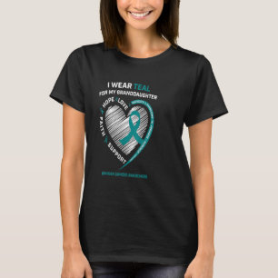 Aquamarine Ribbon Ovarien Krebs Bewusstsein Gesche T-Shirt