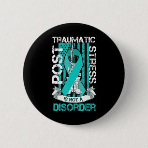 Aquamarine Ribbon Post Traumatic Stress Flag Ptsd  Button