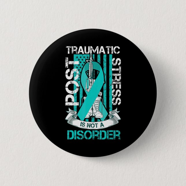 Aquamarine Ribbon Post Traumatic Stress Flag Ptsd  Button (Vorderseite)