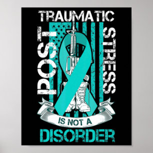 Aquamarine Ribbon Post Traumatic Stress Flag Ptsd  Poster