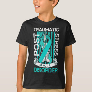 Aquamarine Ribbon Post Traumatic Stress Flag Ptsd T-Shirt