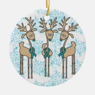 Aquamarine Ribbon-Rentier (Ovarialkarzinom) Keramik Ornament