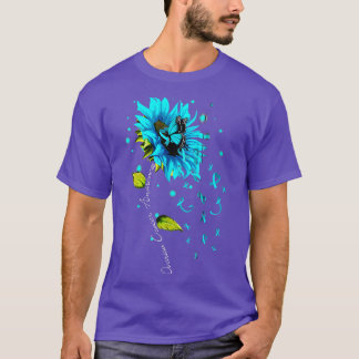 Aquamarine Ribbon Sonnenblume Schmetterling Ovaria T-Shirt