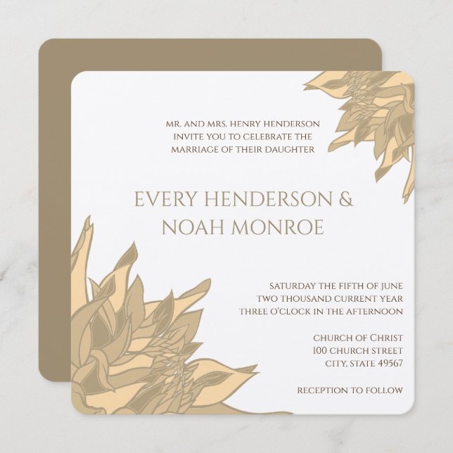 Aquamarine Rosa Bienenwachs Gelbe Koralle Einladun Einladung (Vorne/Hinten)