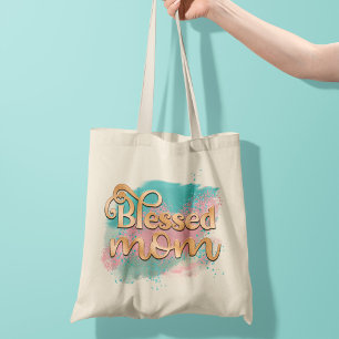 Aquamarine Rosa- und Gold-Glitzer-Typografie der g Tragetasche