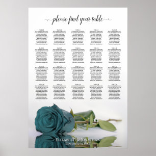 Aquamarine Rose 20 Tabelle Elegante Hochzeitskarte Poster