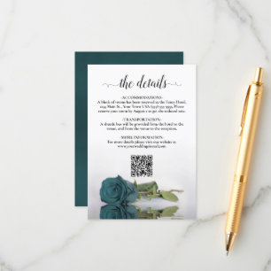 Aquamarine Rose Elegante Hochzeitdetails QR-Code Begleitkarte