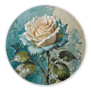 Aquamarine Rose Grün und Creme Keramikknauf