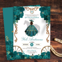 Aquamarine Rose Western Charro Quinceanera