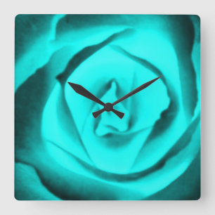 Aquamarine Rosen-Wand-Uhr Quadratische Wanduhr