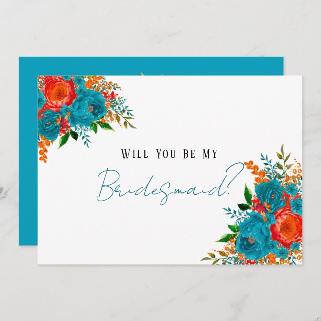 Aquamarine rote Orangenblume, du bist meine Brides Einladung (Vorne/Hinten)