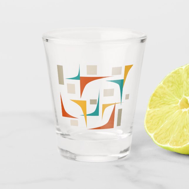 Aquamarine rote Orangenecken Mitte des Jahrhundert Schnapsglas (Vorderseite)