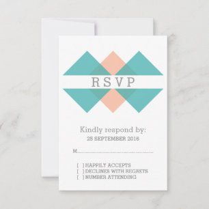Aquamarine RSVP-Karte für geometrische Triade RSVP Karte