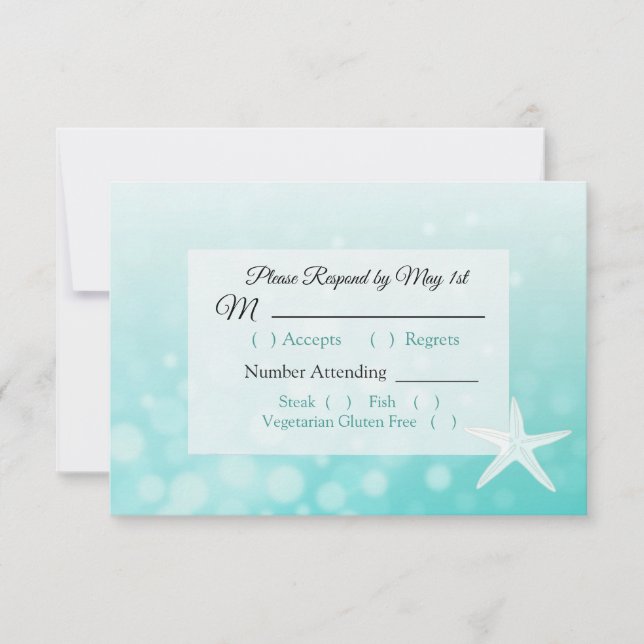 Aquamarine RSVP-Karte RSVP Karte (Vorderseite)