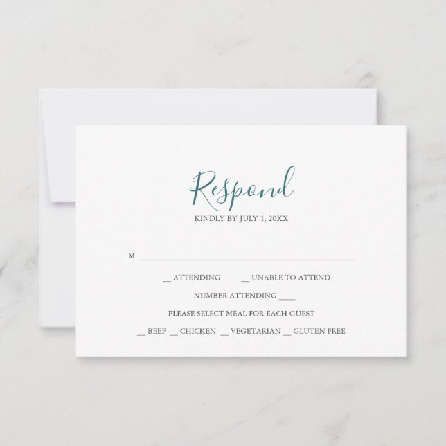 Aquamarine RSVP-Karten für Hochzeiten RSVP Karte (Vorderseite)