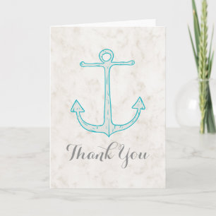 Aquamarine Rustikale Ankerhochzeit Dankeschön-Kart Dankeskarte