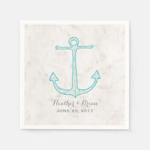 Aquamarine Rustikale Ankerhochzeit Serviette