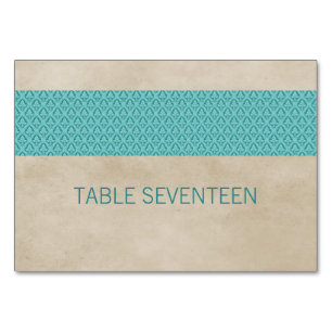 Aquamarine rustikale Damaskus-Tafel Tischnummer