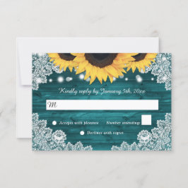 Aquamarine Rustikale Hochzeit der Sonnenblumen RSVP Karte