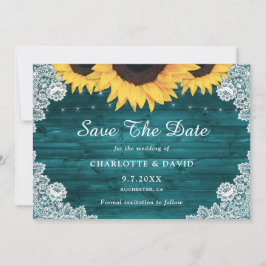 Aquamarine Rustikale Hochzeit der Sonnenblumen Save The Date