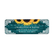 Aquamarine rustikale Holz Sonnenblumen Rücksendead