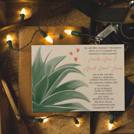 Aquamarine rustikale Landzunge Sukkulente Hochzeit Einladung