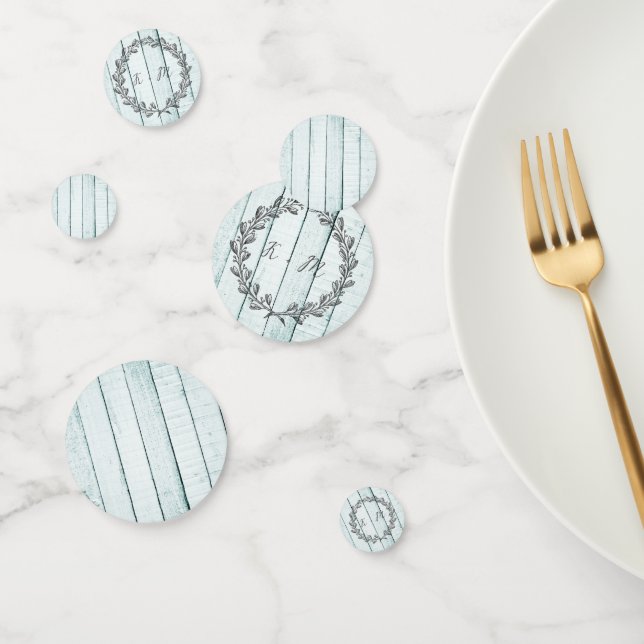 Aquamarine Rustikale Monogram Wedding Confetti Konfetti (Gruppe)