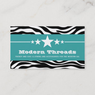 Aquamarine Sassy Star Zebra Print Business Card Visitenkarte