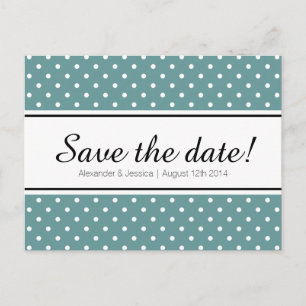 Aquamarine Save the Date Postkarten Weißpolka