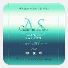 Aquamarine schimmernde Produktkennzeichnungen Diam Quadratischer Aufkleber