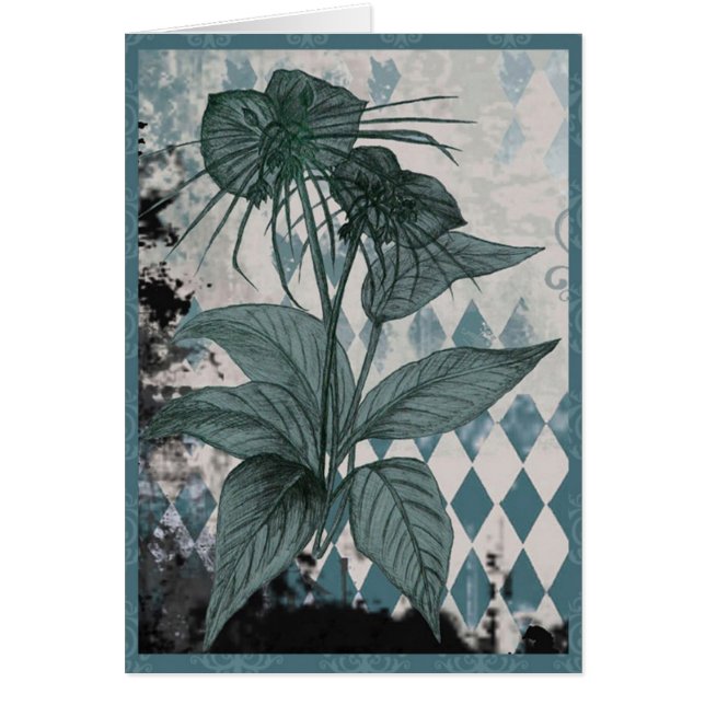 Aquamarine Schläger-Pflanzen-botanische Karte (Vorne)